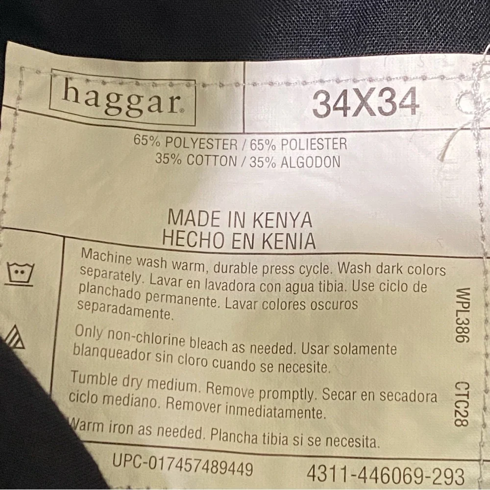 NWOT EZ's by Haggar Men's Pants Size 34 x 34‎